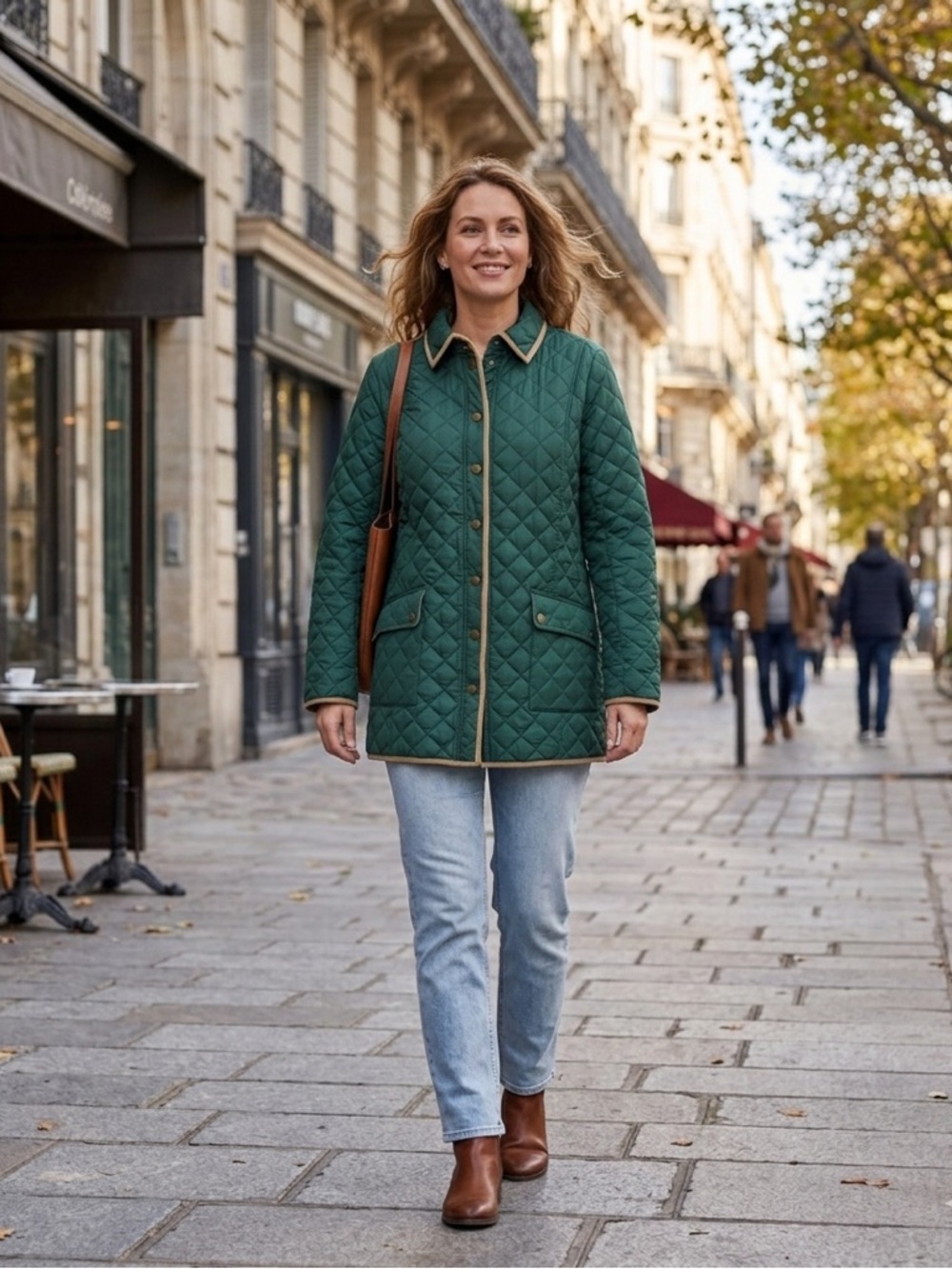 Joan Rivers Green Quilted Snap Front Jacket with Faux Suede Trim - Size Small